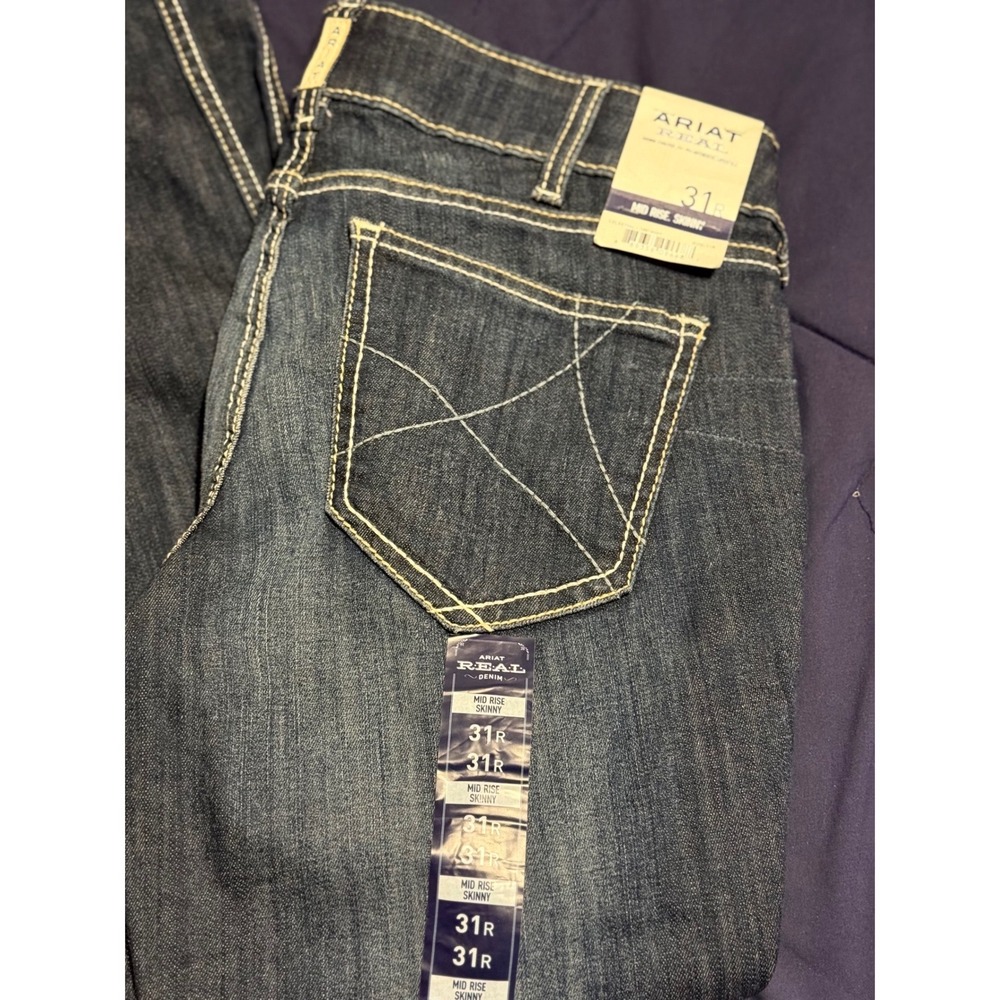 Ariat REAL Denim Skinny Ella Jeans Celestial Mid Rise 31R 10018357 Womens Dark